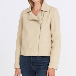Ann Taylor tan linen blend lightweight jacket size small